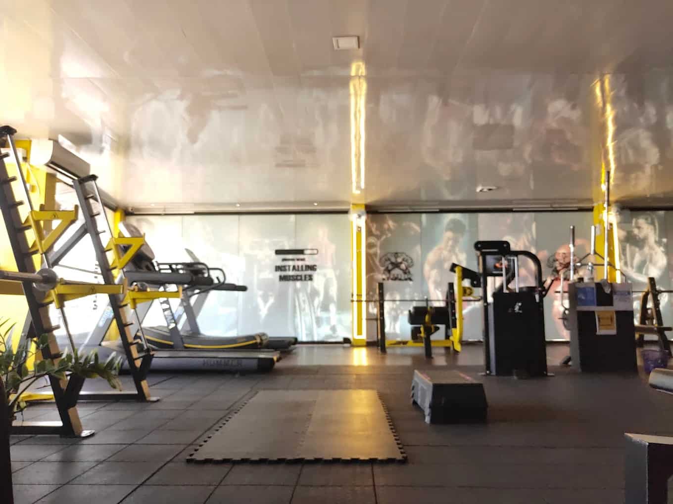 Functional training area with turf and sleds